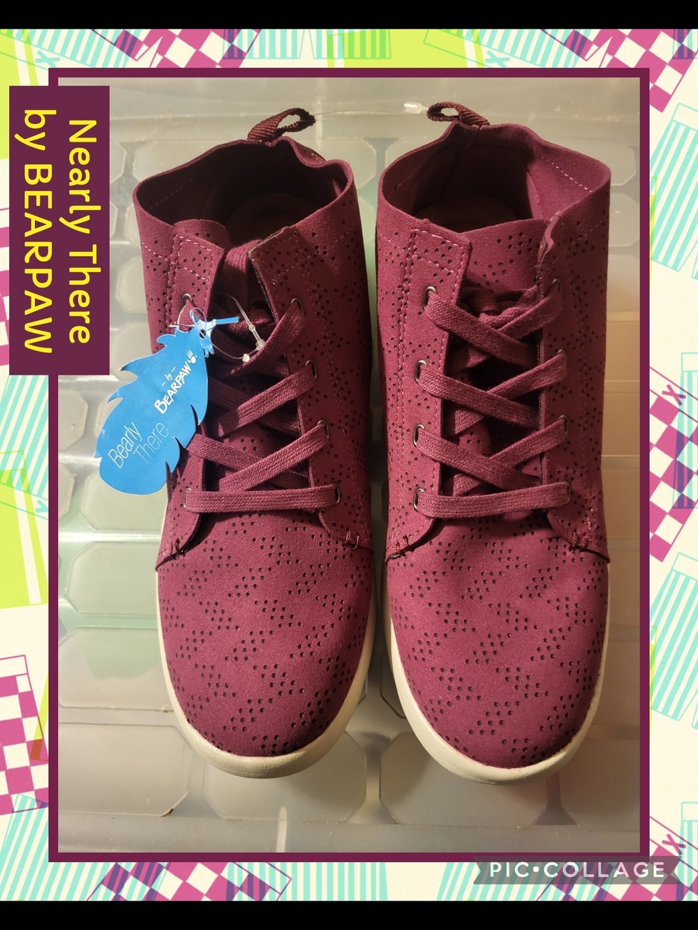 BearPaw Women's Burgundy Lace-Up Perforated Casual Boots